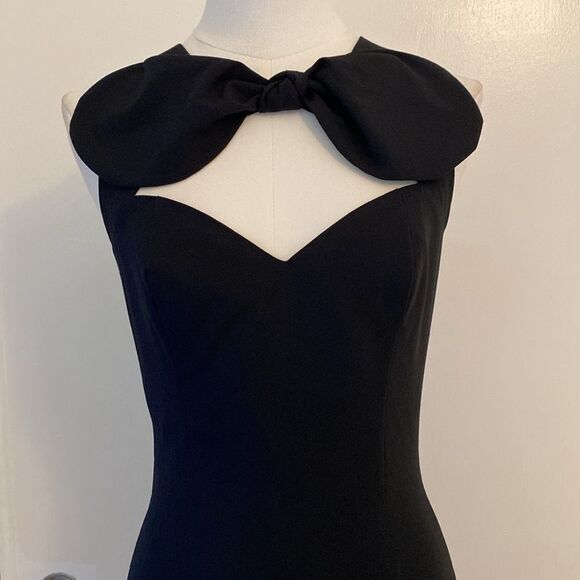Denny Rose Black Mini Bow Neckline Dress Size Small - Picture 3 of 12